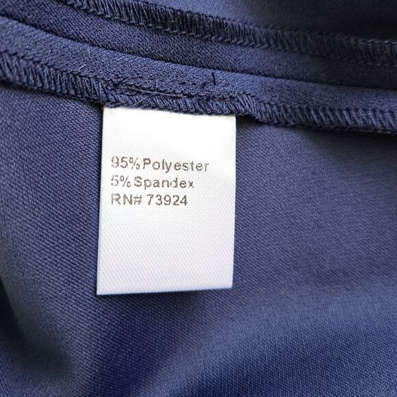 MING WANG Stretch Deco Crepe Funnel Neck Midi Dress Size Medium in Navy Blue - Picture 11 of 13